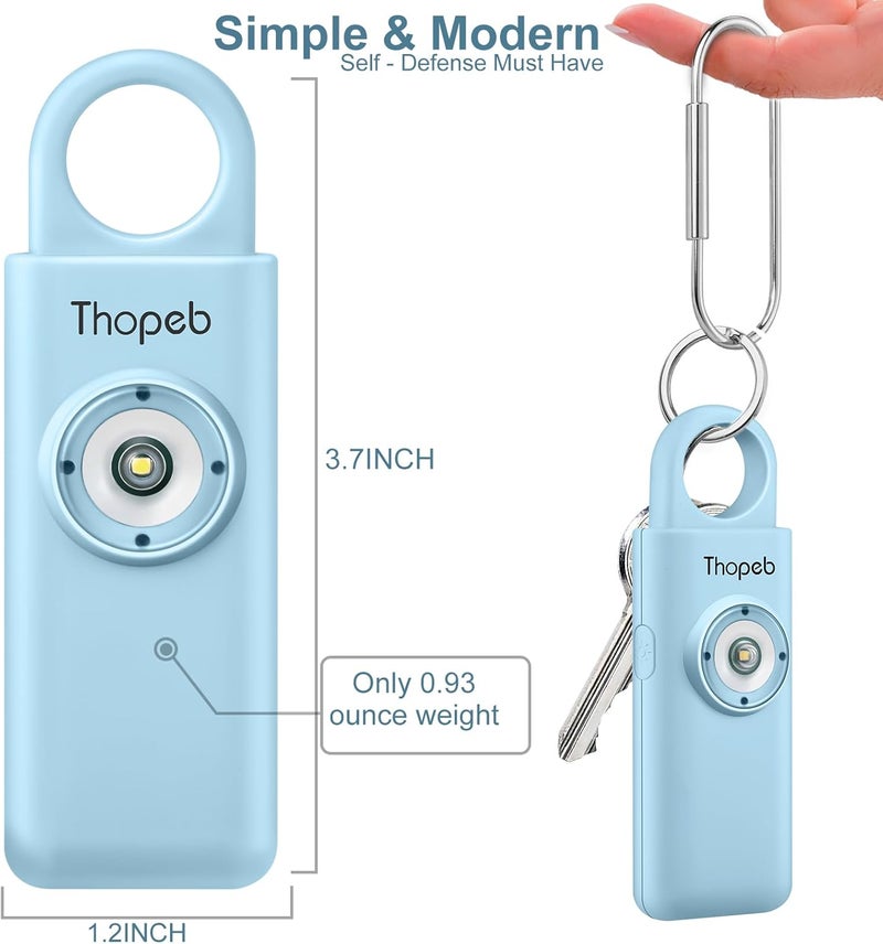 Thopeb – Personal Safety Alarm for Women–135dB Siren, Strobe Light and Rechargeable - Safety Alarm Keychain for Women (Aqua) - Image 3